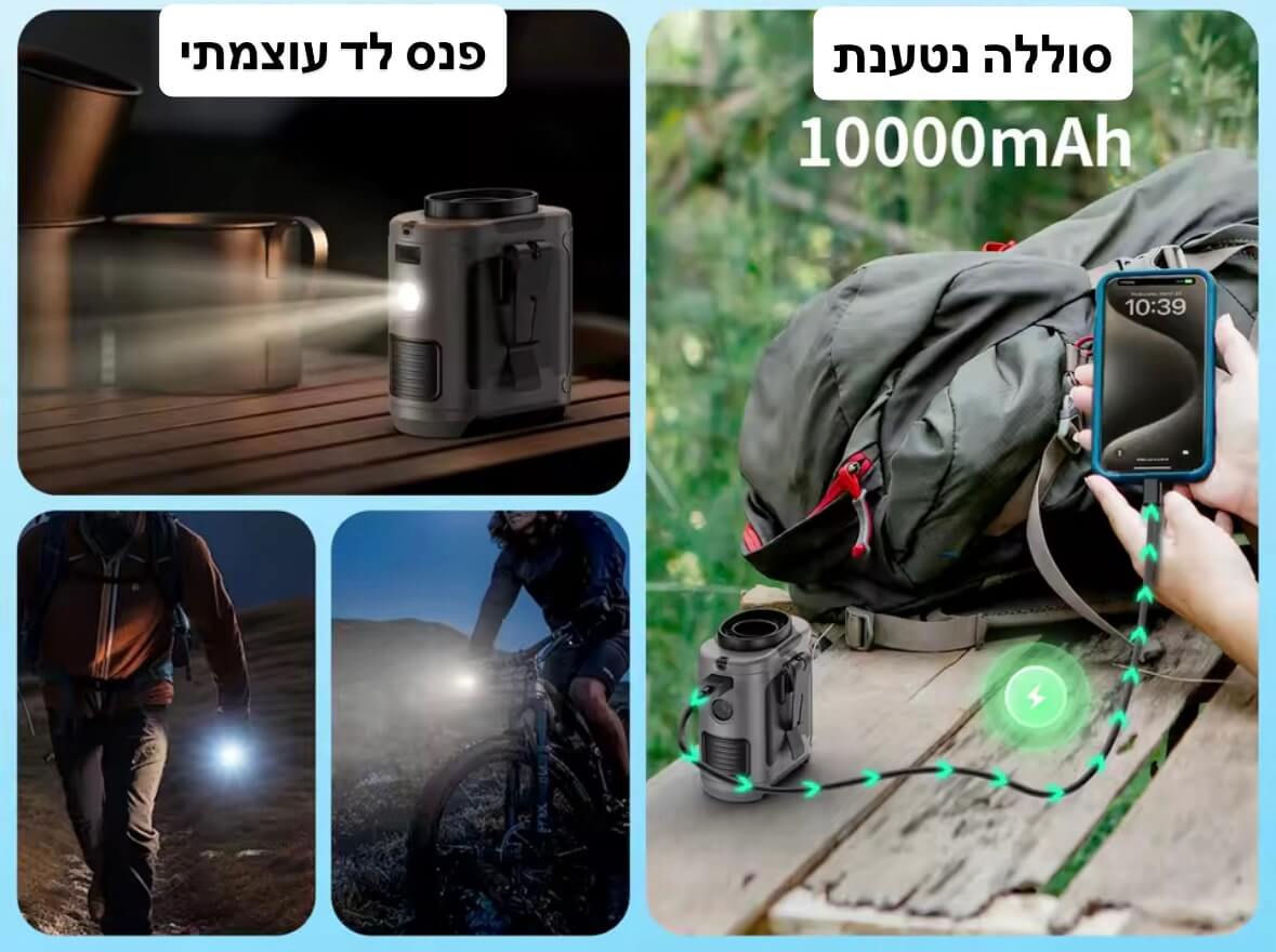 פנס לד עוצמתי, סוללה 10,000mah