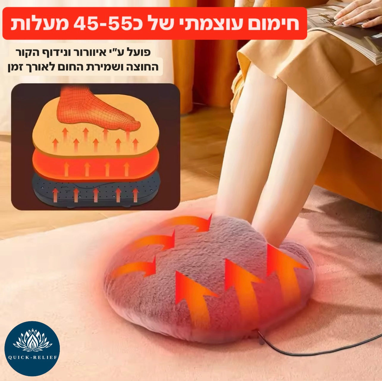 תמונה להמחשה על מצבי החימום וטמפרטורה של 45-55 מעלות
