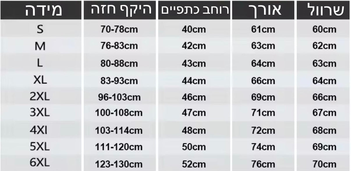 טבלאת מידות