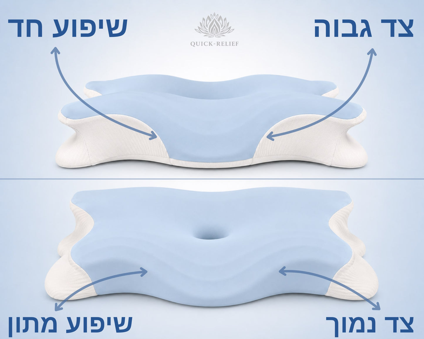 מותאמת לשינה על הצד ועל הגב

שני הצדדים מותאמים באופן מושלם לשינה על הצד ועל הגב, תוך התאמה למנחי הגוף השונים ושמירה על יישור נכון של הצוואר ועמוד השדרה לזווית של 26°, כך שתוכלו ליהנות מנוחות מקסימלית ותמיכה אידיאלית לצוואר בכל תנוחת שינה.