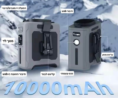  מבנה המוצר ויתרונות מרכזיים- קליפס מותן, פנס עוצמתי, חיבור טעינה מהירה לטלפון, סוללה חזקה