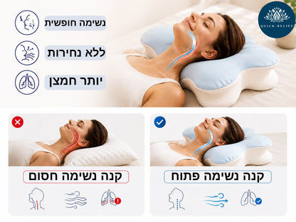 מבנה הכרית האורטופדית - קימורים אנטומיים לתמיכה בעמוד השדרה הצווארי