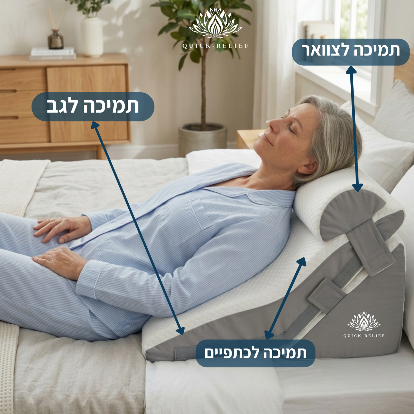 כרית משענת 3 חלקים