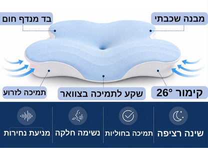 כרית אורטופדית - גובה ויציבה מושלמת בזווית 26 מעלות לעמוד השדרה הצווארי