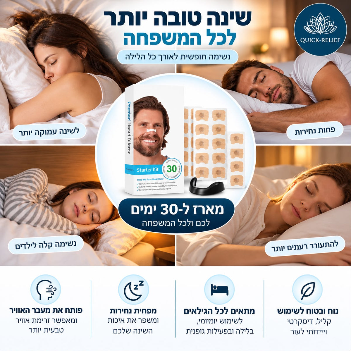 הדגמת השימוש במוצר- דוגמנים עם הקליפס. מכשיר להפחתת נחירות ודום נשימה